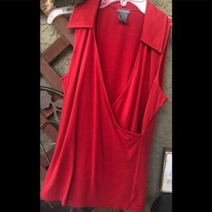 Ann Taylor sleevless top, size M -collar, Wrap Style , Orange . Hardly ever used